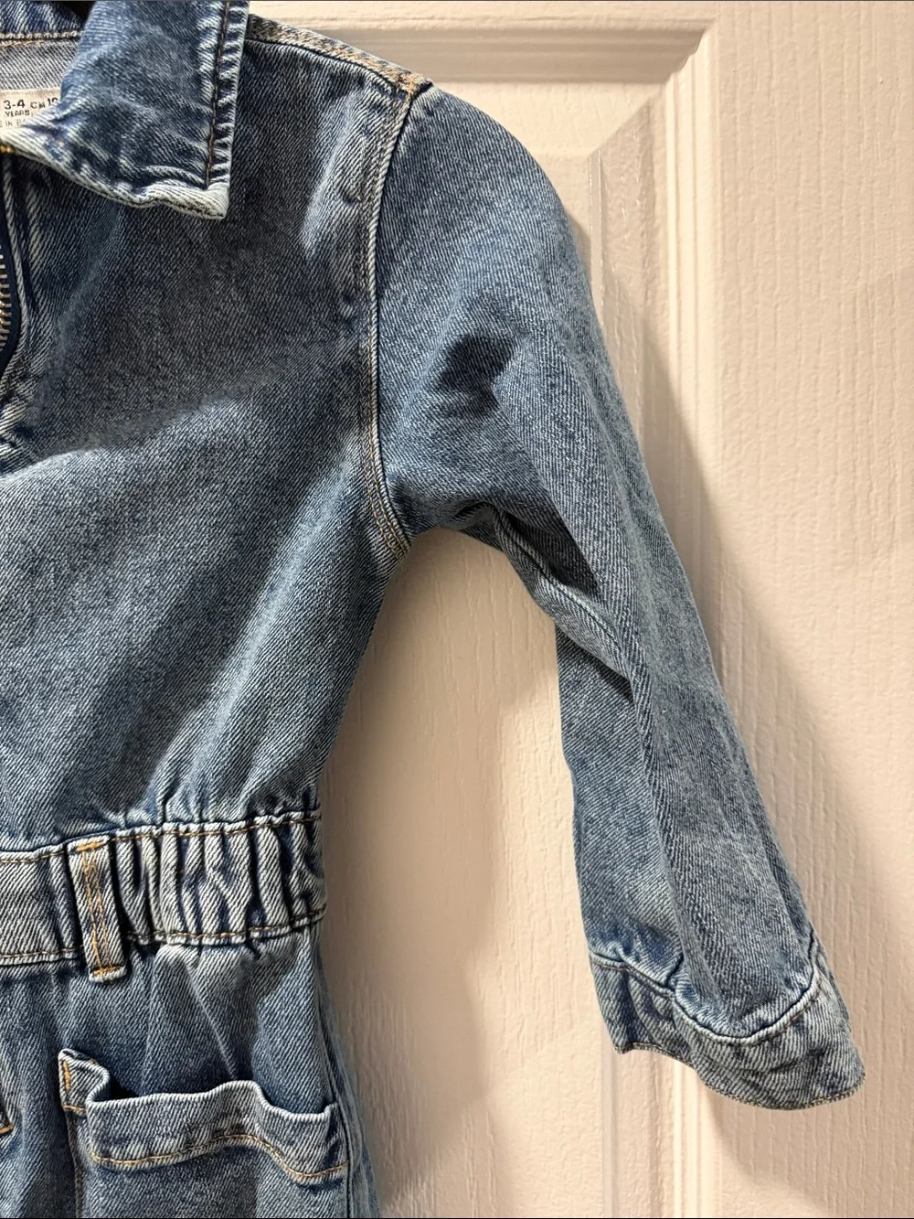 Zara Light Blue Denim Jumpsuit for Kids Size 3-4
